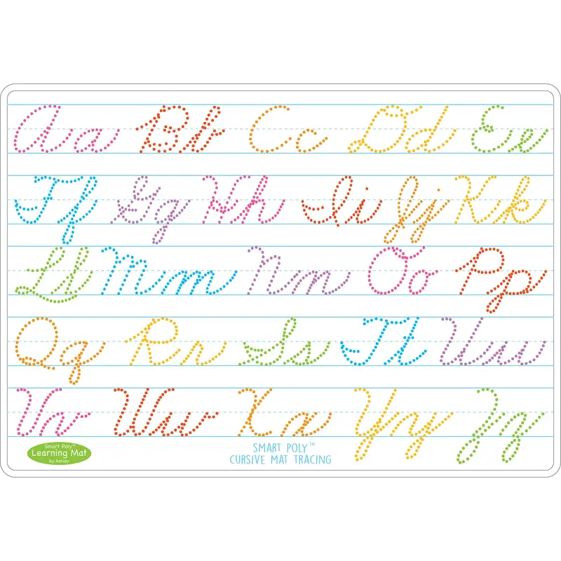 Ashley Smart Poly Dry Erase Learning Mat, Handwriting, Cursive & Numbers, 12" x 17" (ASH95013)