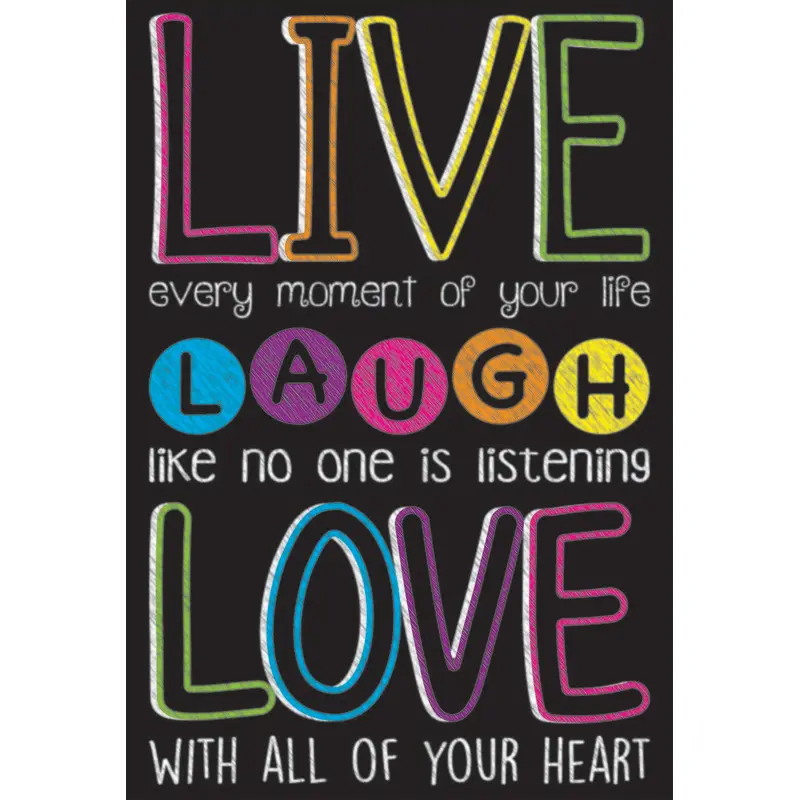 Ashley Smart Poly Live Laugh Love Chalk Poly Chart, 13" X 19" (ASH91021)