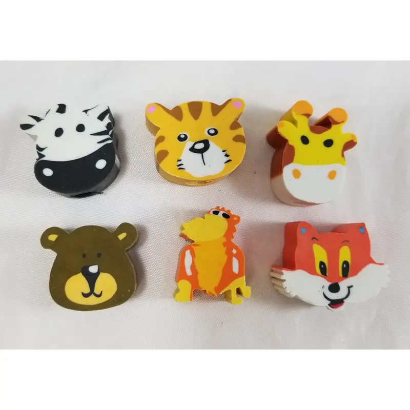 Awesome 1.5" Animal Eraser Tops - Tiger, Giraffe, Monkey, Fox, Bear or  ZebraZebra