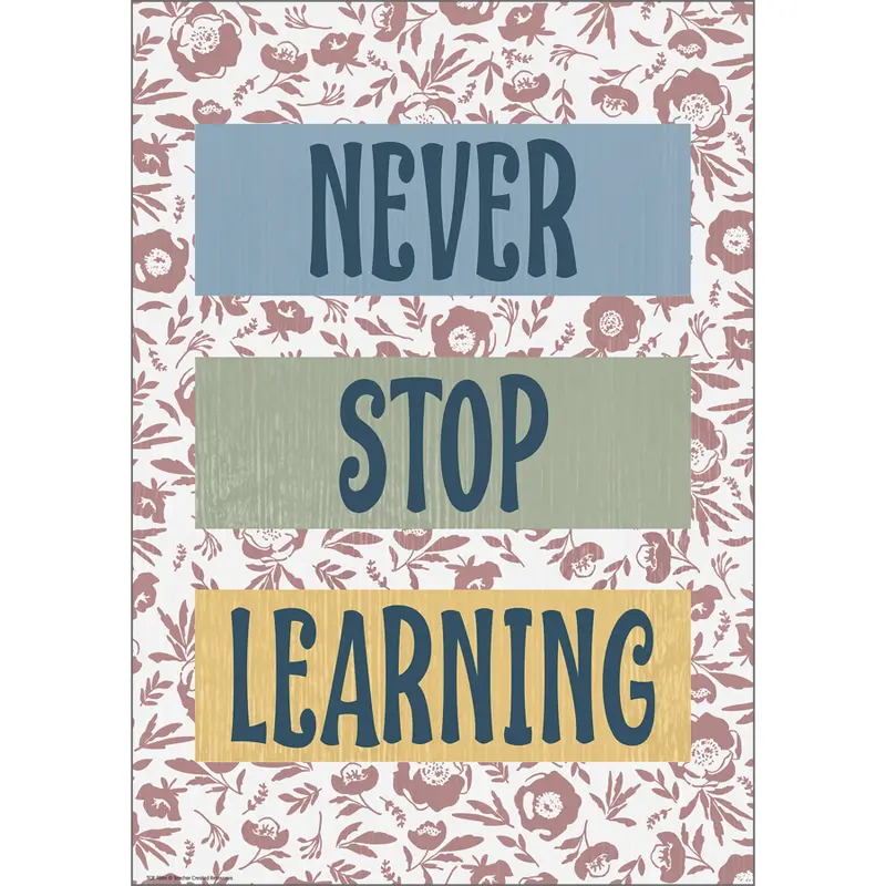 Teacher Created Classroom Cottage Never Stop Learning Positive Poster (TCR 7886)