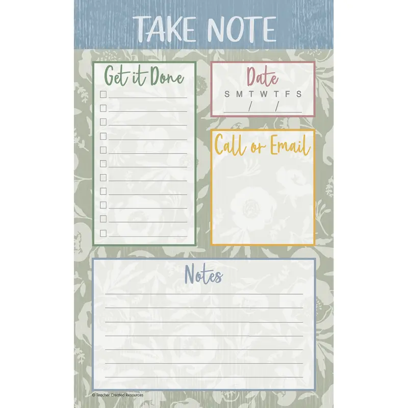Teacher Created Classroom Cottage Notepad - Take Note (TCR 7198)