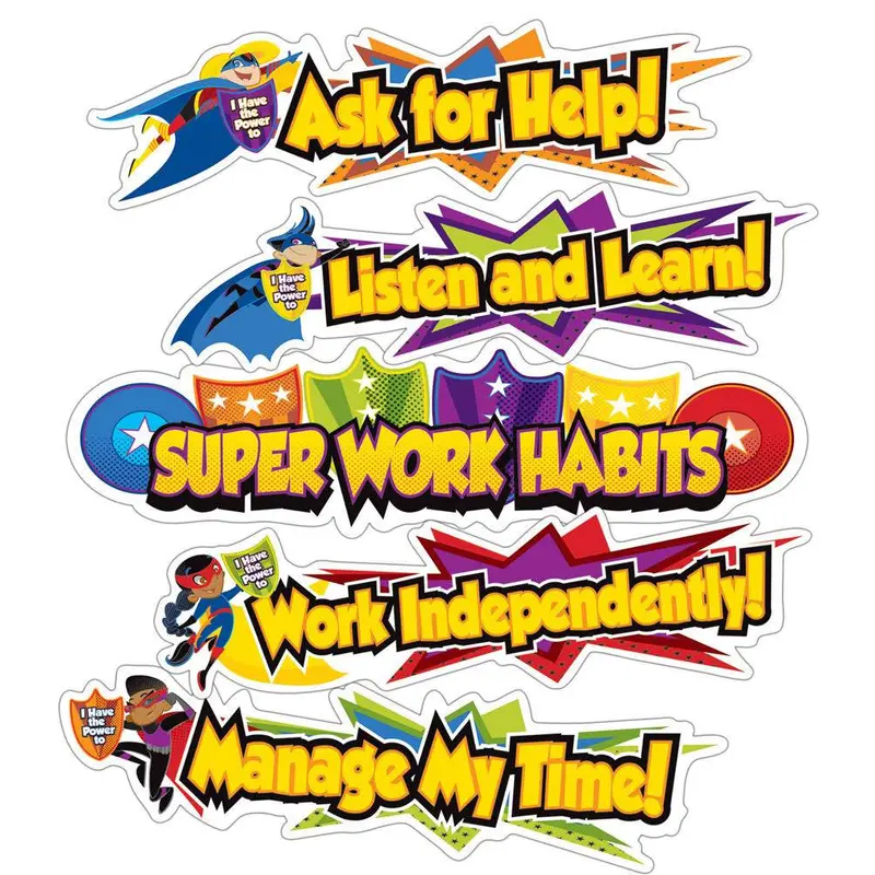 Super Power Super Work Habits 8-Piece Mini Bulletin Board Set (CD 110315)