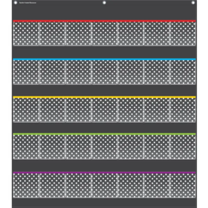 Teacher Created Black Polka Dots Storage Pocket Chart, 35 Pockets (TCR 20750)