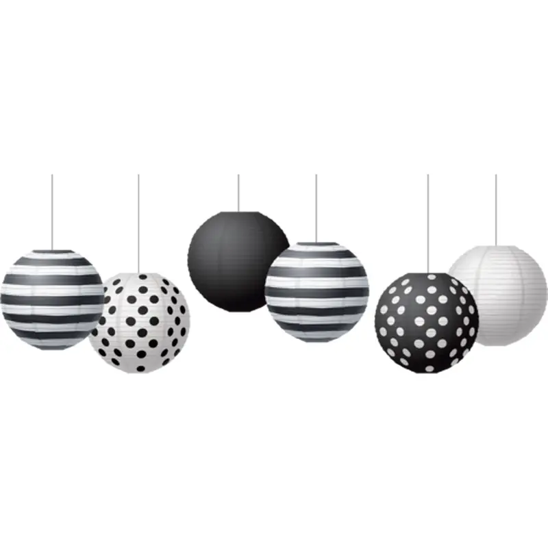 Teacher Created Black & White 8 Hanging Paper Lanterns (TCR 77488)