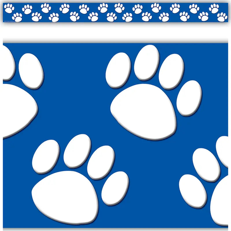 Teacher Created Blue With White Paw Prints Straight Border Trim (TCR4620)