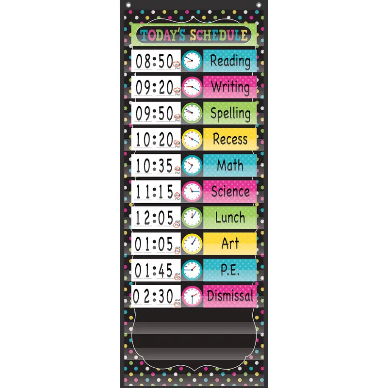 Teacher Created Chalkboard Brights 14 Pocket Daily Schedule Pocket Chart (TCR 20752)