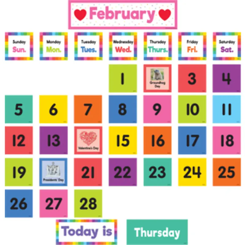 Teacher Created Colorful Calendar Pocket Chart Cards (TCR 8345)
