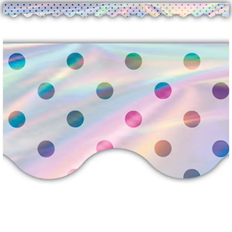 Teacher Created Iridescent Polka Dots Scalloped Border Trim (TCR8619)