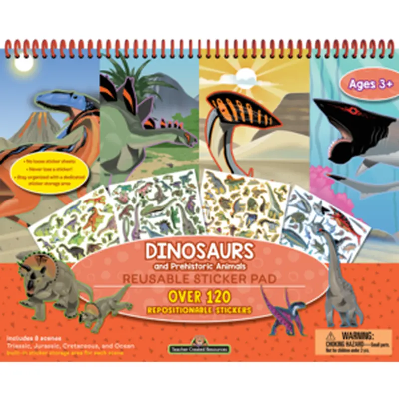 Teacher Created Dinosaurs and Prehistoric Animals Reusable Sticker Pad, 14'' x 11'' (TCR 20116)