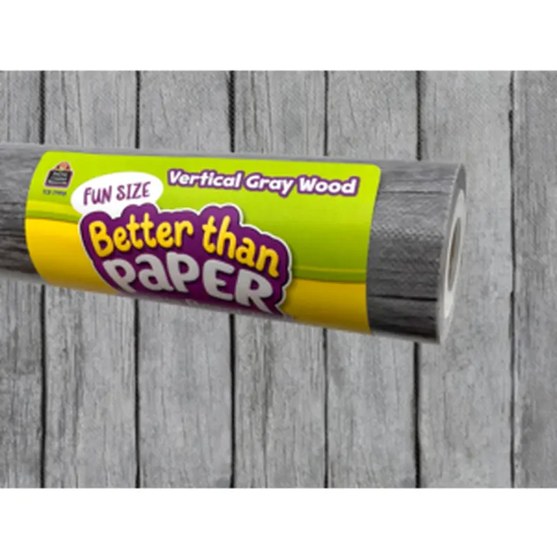 Teacher Created Fun Size Vertical Gray Wood Better Than Paper Bulletin Board Roll, 18" x 12' (TCR 77908)