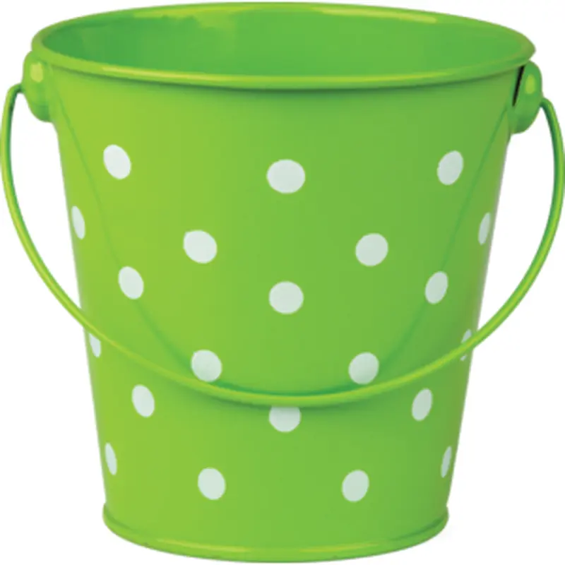Teacher Created Lime Polka Dots Bucket (TCR 20824)