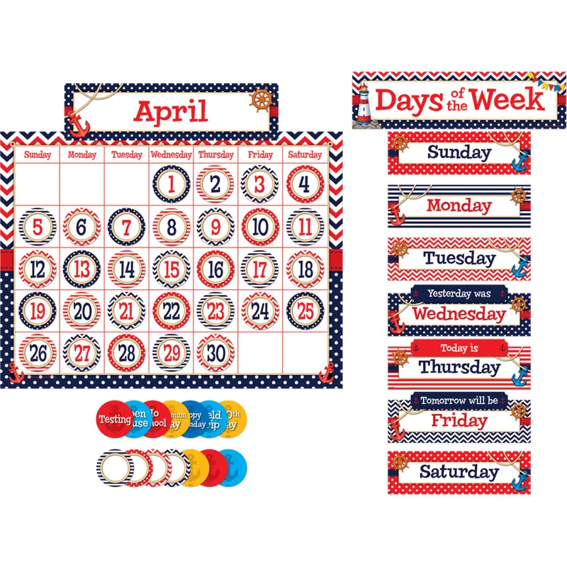 Teacher Created Nautical Calendar Bulletin Board Display (TCR 5492)
