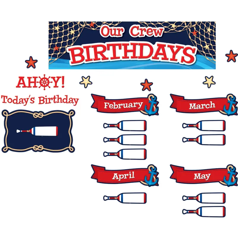 Teacher Created Nautical Our Crew Birthdays Mini Bulletin Board (TCR 8896)