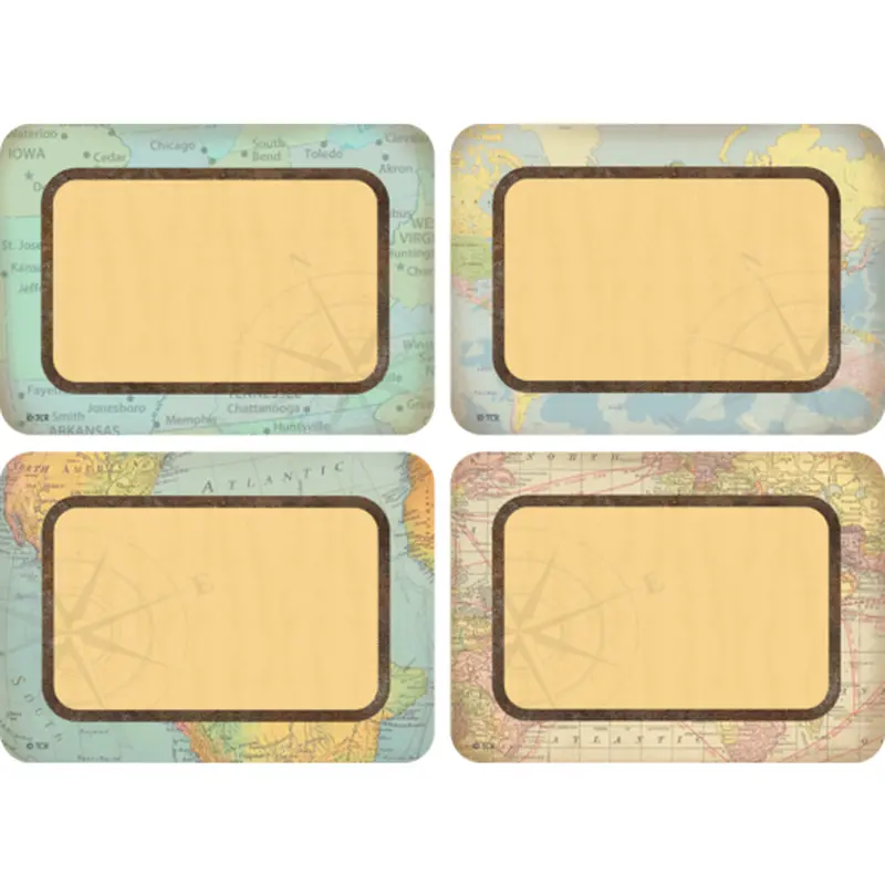 Teacher Created Travel the Map Multi-Pack Name Tags/Labels (TCR 8574)