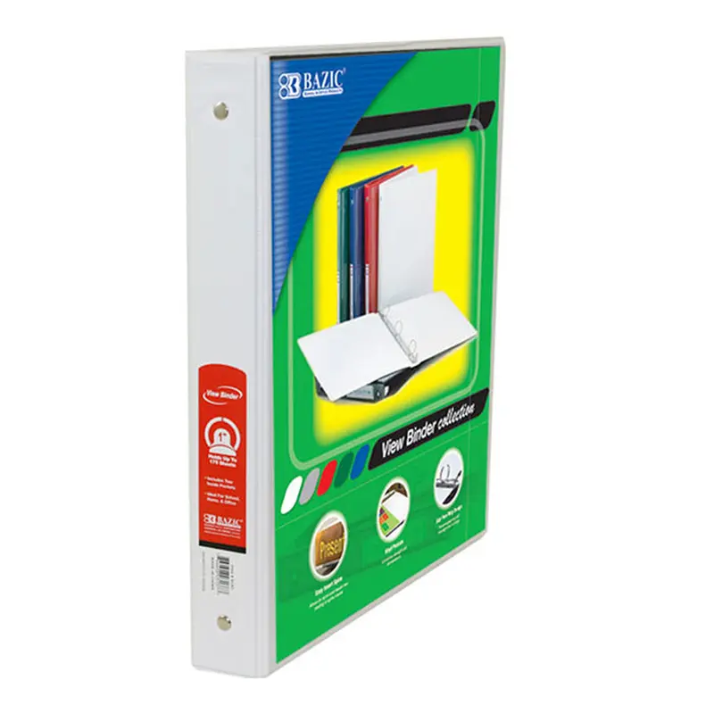 BAZIC 1" WHITE 3-RING VIEW BINDER W/2-POCKET