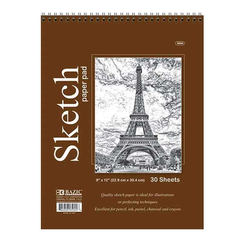 BAZIC 30CT 9" * 12" TOP BOUND SPIRAL PREMIUM SKETCH PAD