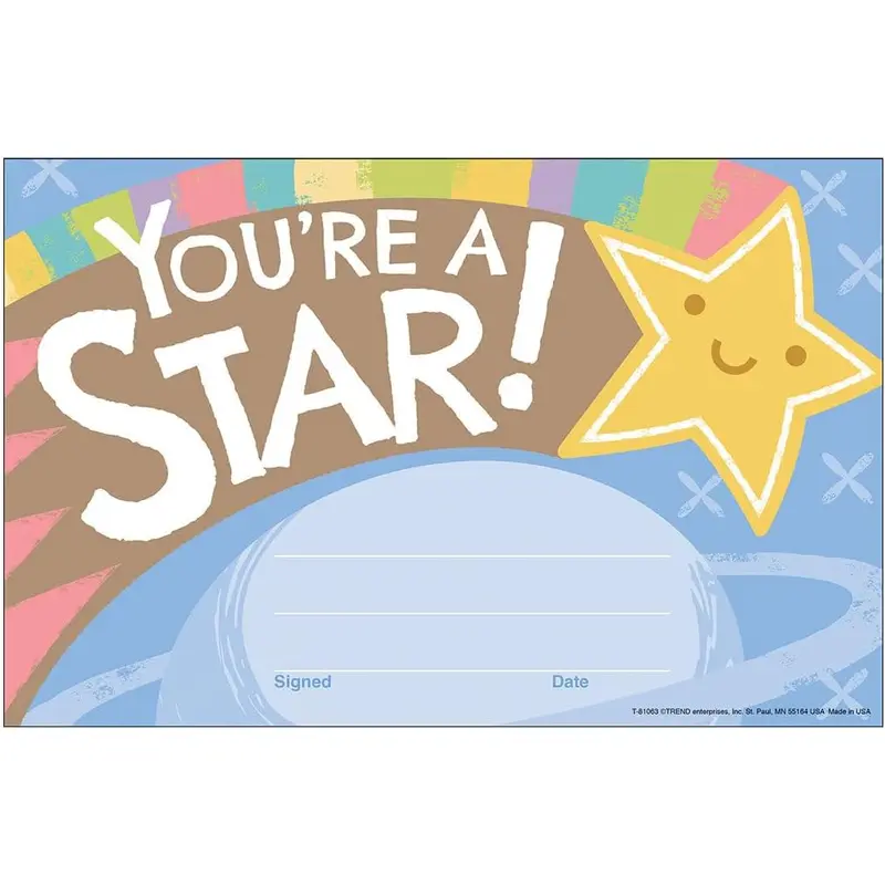 Trend Enterprises You're A Star Good To Grow Recognition Awards 8.5" x 5.5", 30 Sheets (T 81063)