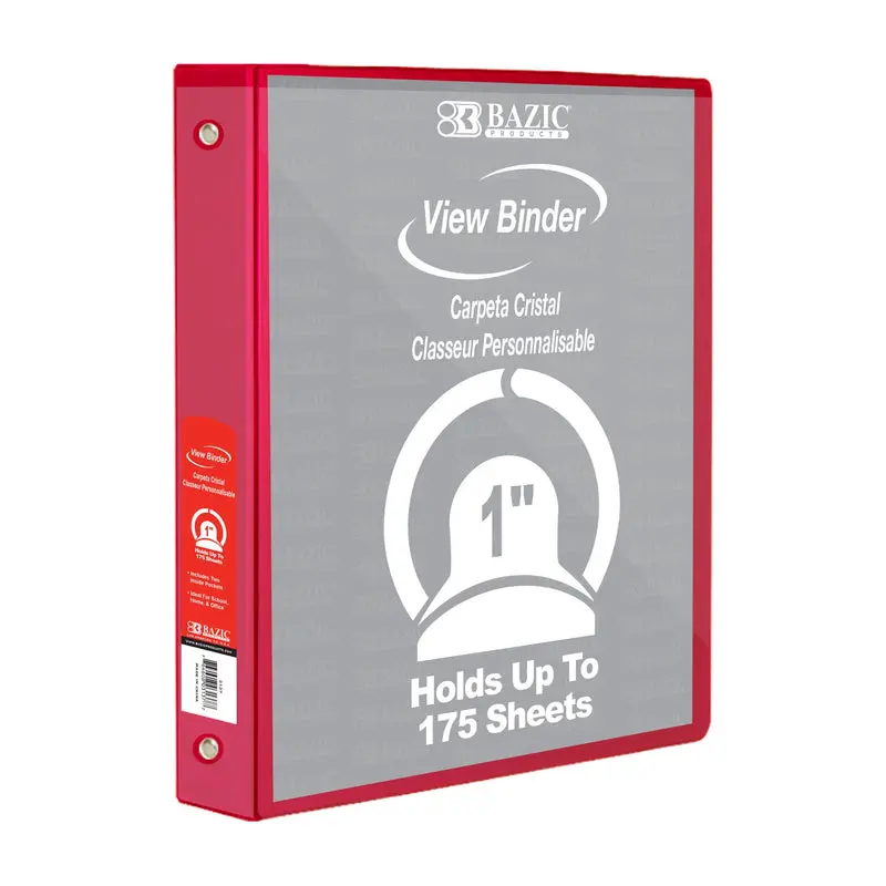 BAZIC 1" 3-Ring View Binder w/ 2-Pockets