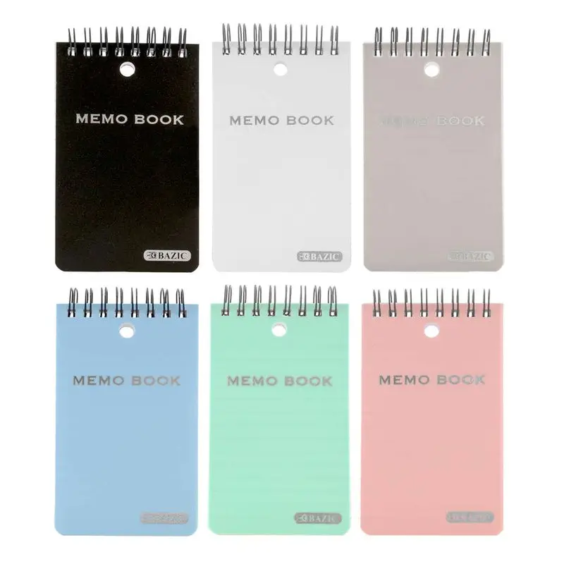 BAZIC 100 CT. 3" X 5" TOP BOUND POLY SPIRAL MEMO BOOKS