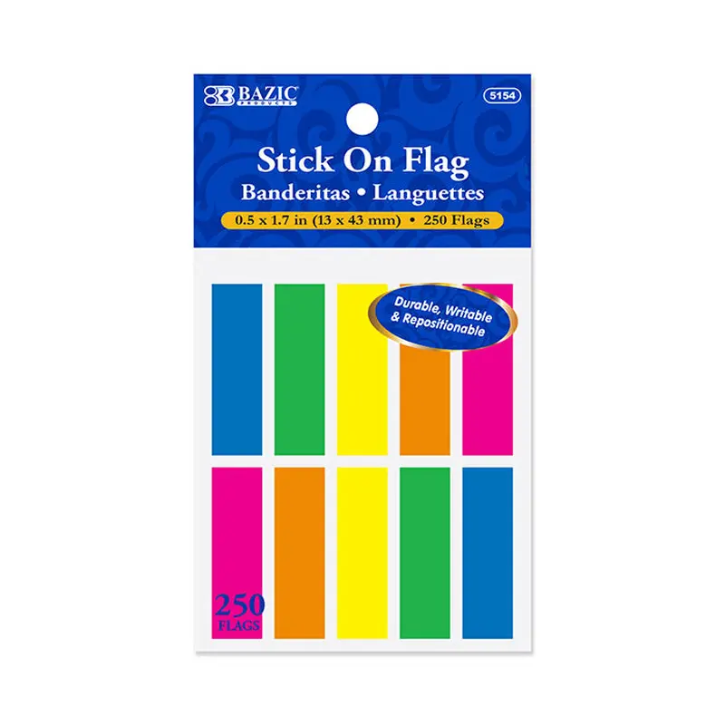 BAZIC 25CT. 0.5" * 1.7" NEON COLOR CODING FLAGS (10/PACK)