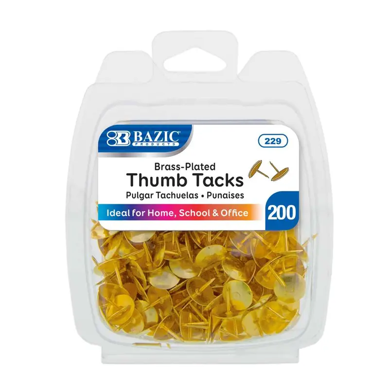 BAZIC  Thumb Tack Brass (Gold) (200/Pack)
