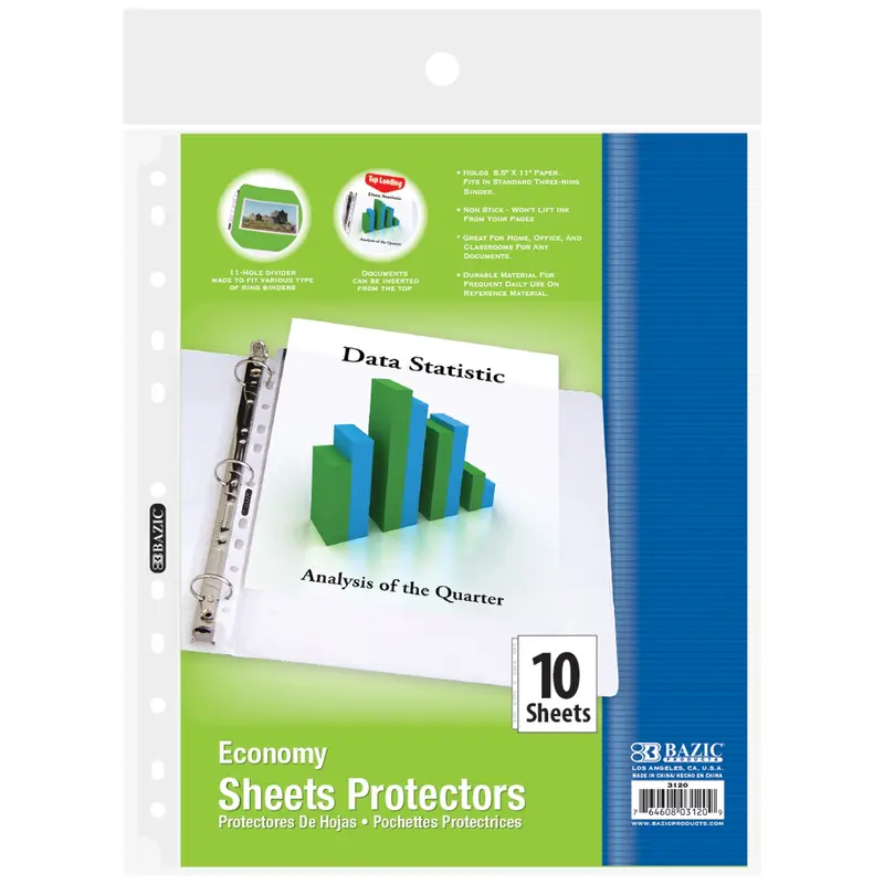 BAZIC Sheet Protectors Economy Weight Top Loading (10/Pack)