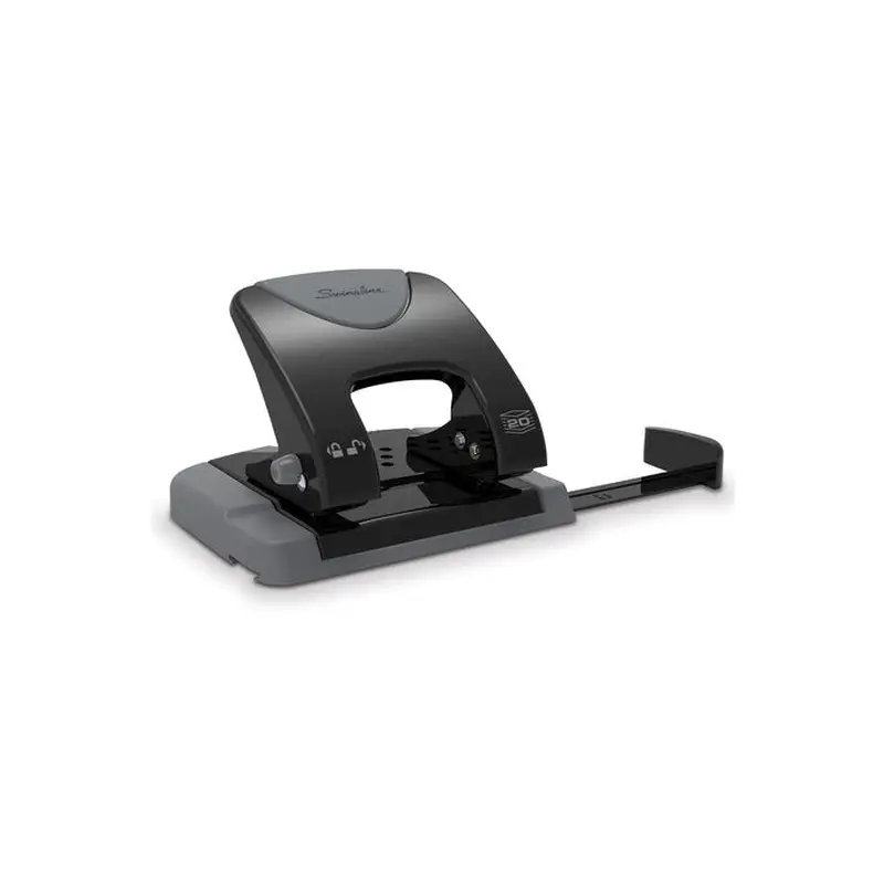 Swingline SmartTouch Low Force 2-Hole Punch, 20 Sheet Capacity, Black/Gray