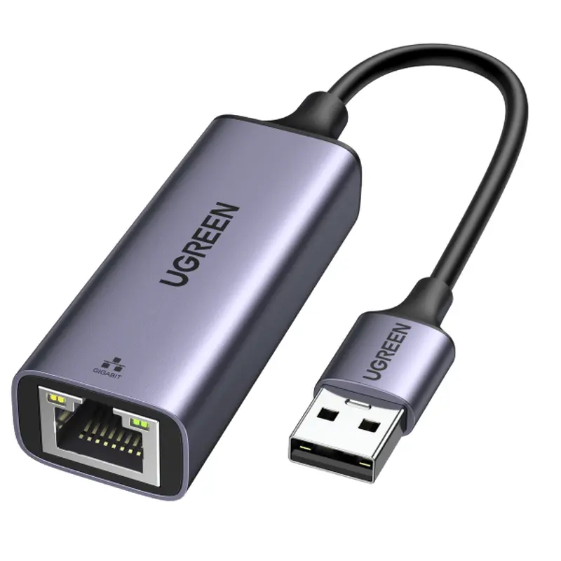 UGREEN USB TO RJ45 ETHERNET ADAPTER ALUMINUM CASE (SPACE GRAY)