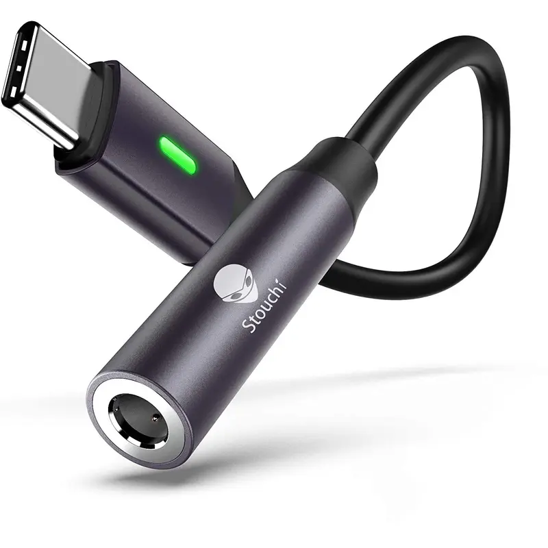 USB C to 3.5mm Dongle Adapter, Stouchi 384KHz-32bit USB C Headphone Audio Jack Adapter Type C to 3.5mm Adapter Hi-Fi DAC Chip