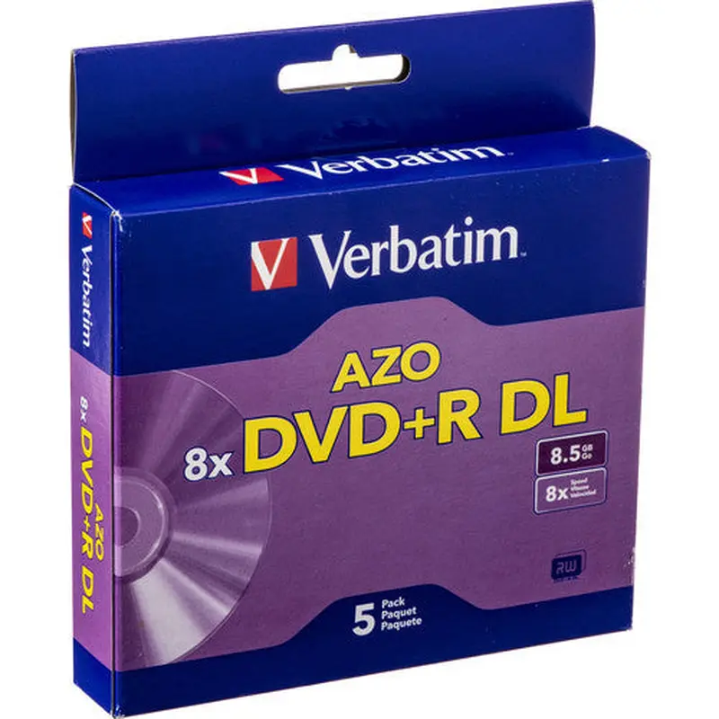 Verbatim DVD R DL 8.5GB 8X with Branded Surface - 5pk Jewel Case Box