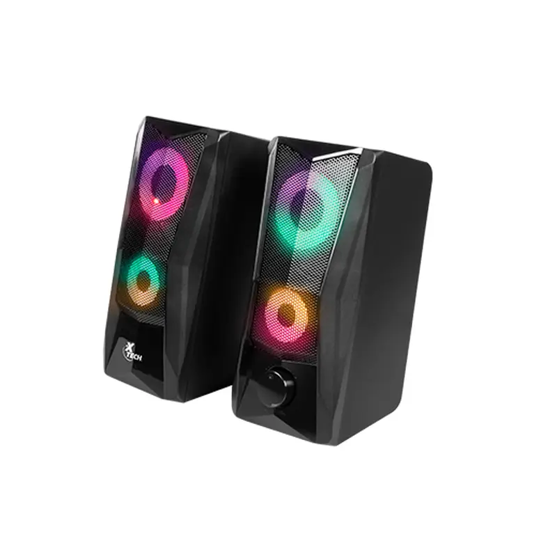 XTECH SPEAKERS 2.0 CHANNEL BLACK GAMING LED LIGHTS USB POWERED