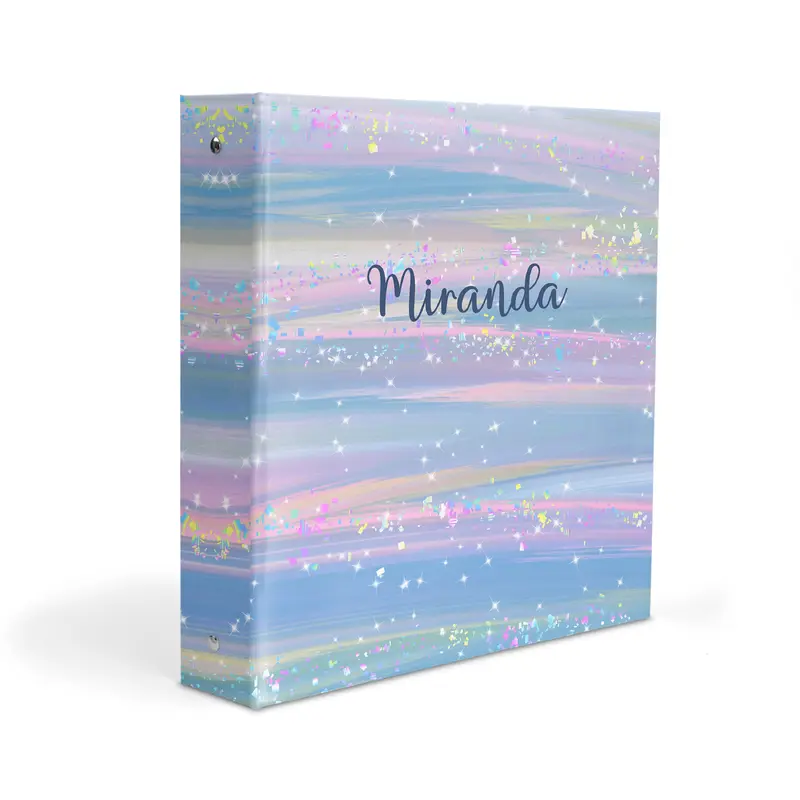 Blue Unicorn Rainbow Personalized Custom 2" 3 Ring Binder  School Office Supplies