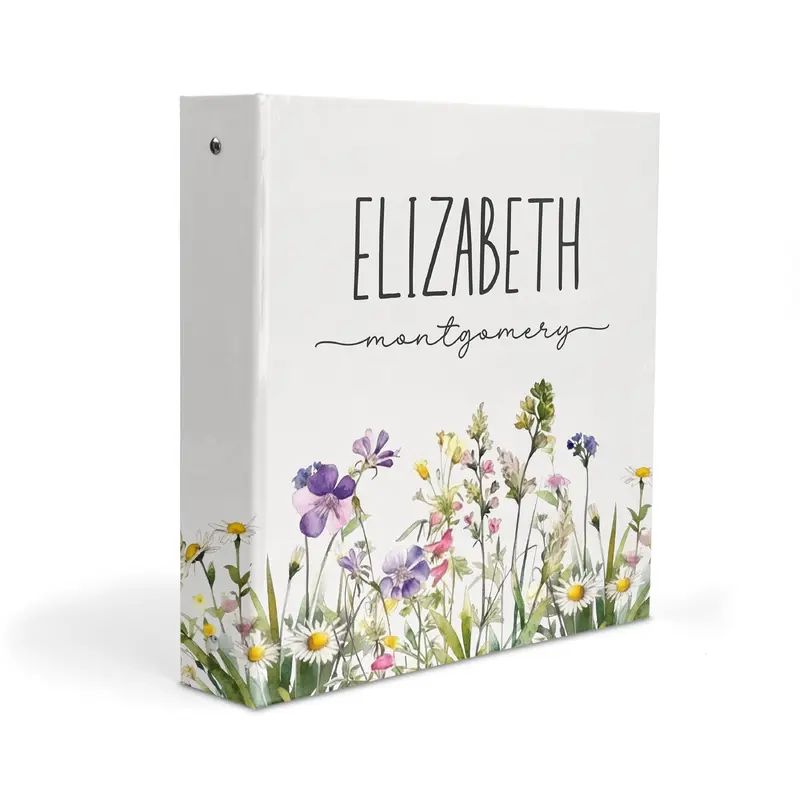 WildFlowers Personalized Custom 2" 3 Ring Binder  School Office Supplies