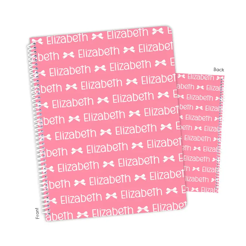 ANY COLOR Bow Coquette Repeat Name Personalized Custom Notebook or Sketchbook  School Office SuppliesNotebook (wide ruled, lined pages)