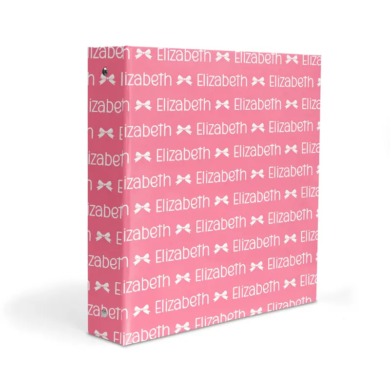 ANY COLOR Coquette Bow Repeat Name Personalized Custom 2" 3 Ring Binder  School Office Supplies