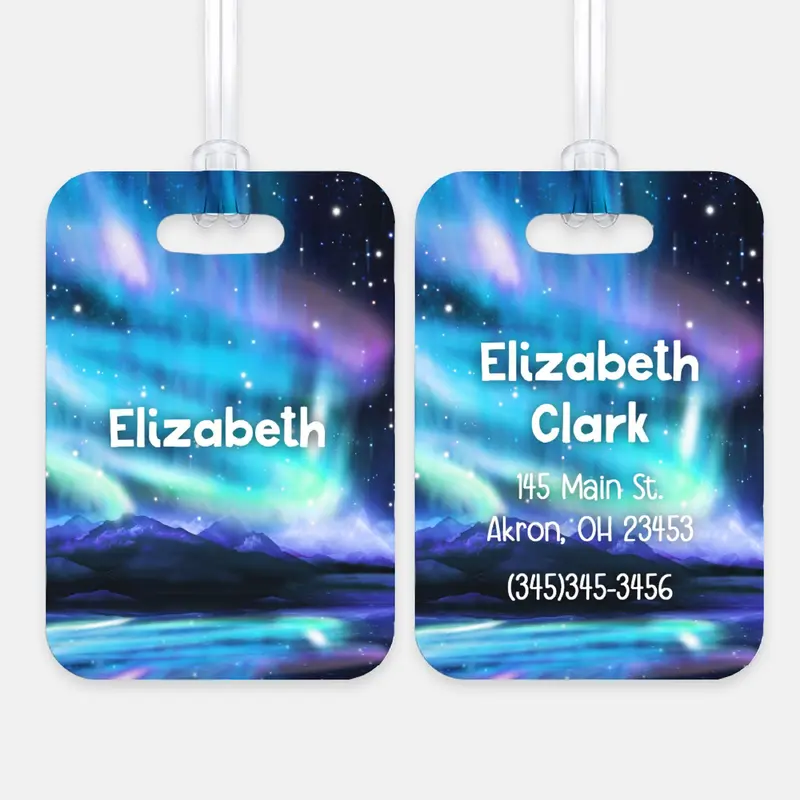 Aurora Borealis Northern Lights Luggage Bag Tag Personalized CustomAluminum Tag