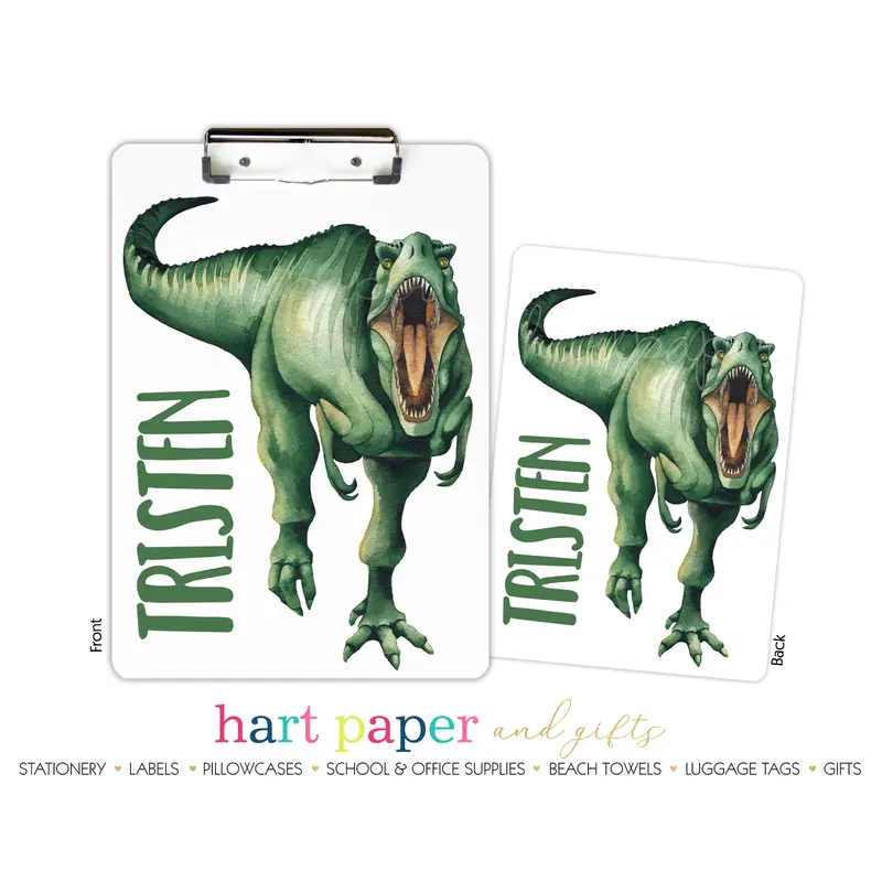 T-Rex Dinosaur Personalized Custom Clipboard  School Office Supplies2 Sided Clipboard - Printing on Both Sides