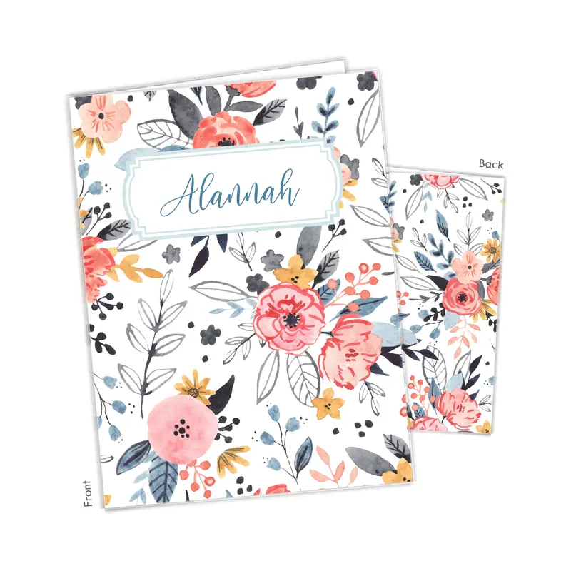 Vintage Flowers Personalized Custom 2-Pocket Folder  School Office Supplies1 - 2Pocket Folder