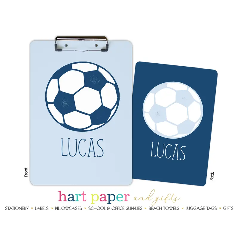 Blue Soccer Ball Personalized Custom Clipboard  School Office Supplies2 Sided Clipboard - Printing on Both Sides