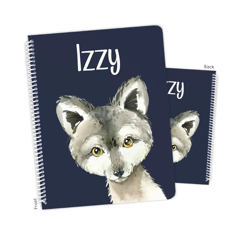 Wolf Personalized Custom Notebook or Sketchbook  School Office SuppliesNotebook (wide ruled, lined pages)