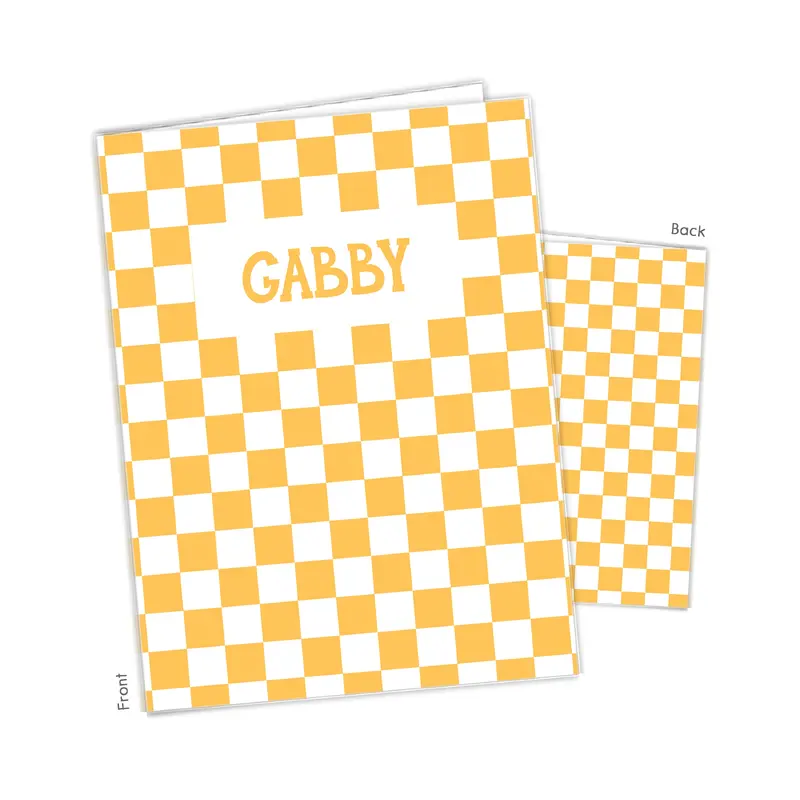 Yellow White Checks Personalized Custom 2-Pocket Folder  School Office Supplies1 - 2Pocket Folder