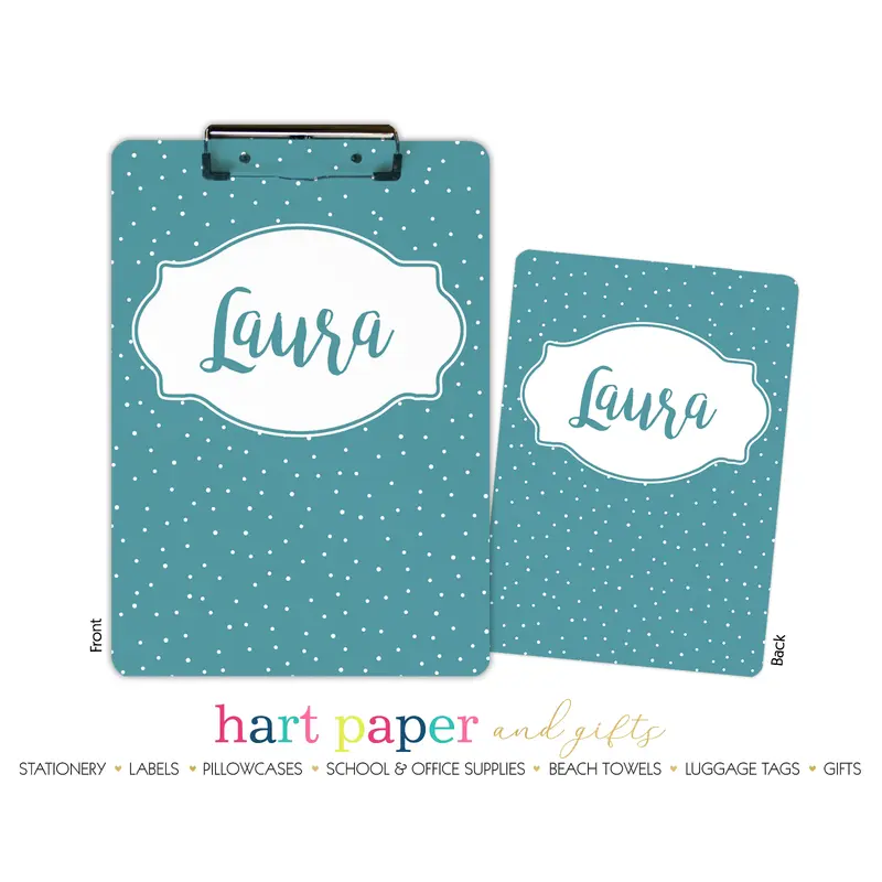 Blue Polka Dot Personalized Custom Clipboard  School Office Supplies2 Sided Clipboard - Printing on Both Sides