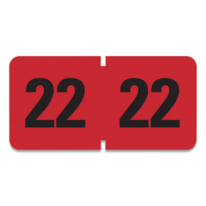 Yearly End Tab File Folder Labels, 22, 0.75 X 1.5, Red, 500 Labels/roll