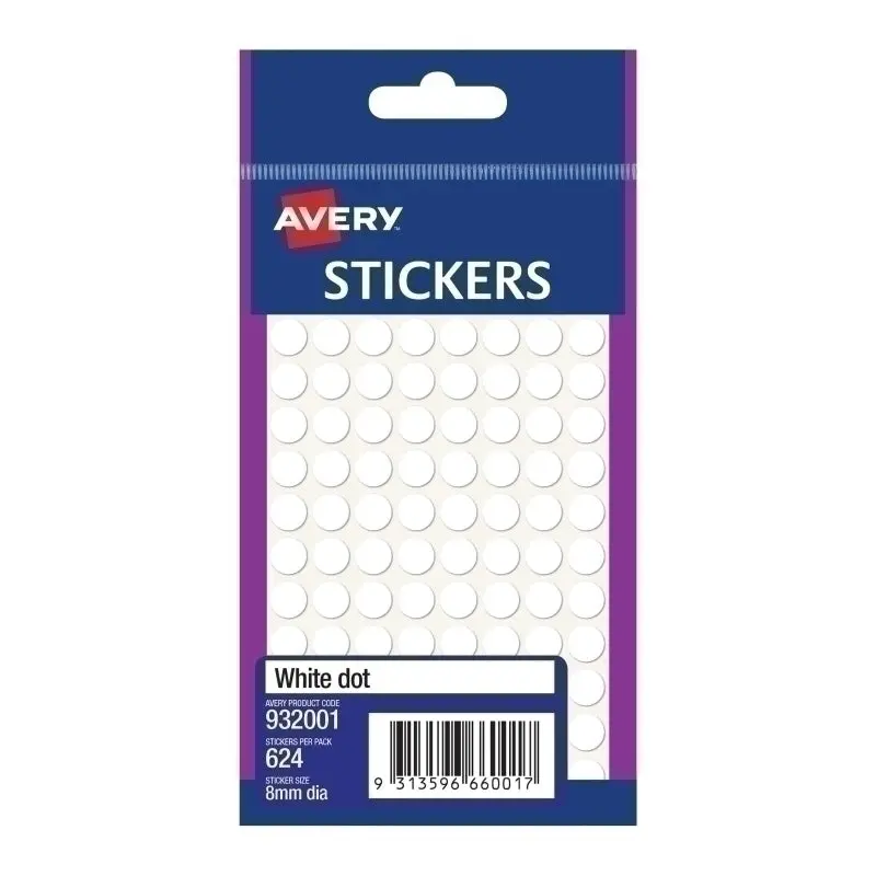 AV White Dot Sticker 8mm Bx10