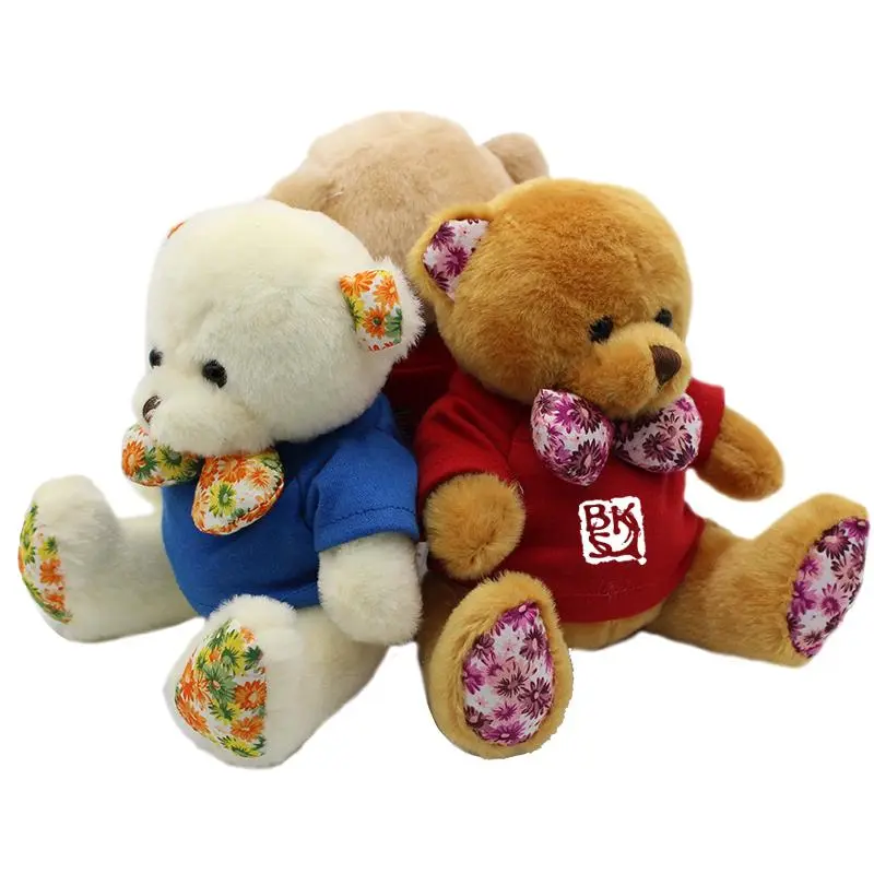 16cm Teddy Bear Plush Toy With Floral Bow Tie500 