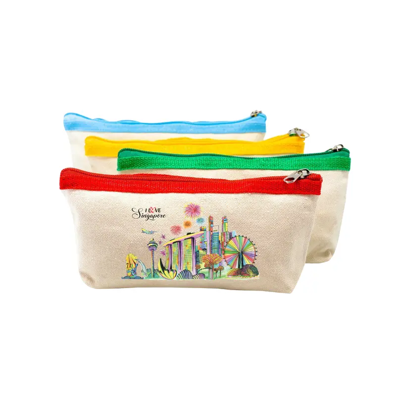 Singapore Theme Canvas Fabric Pencil CaseAssorted