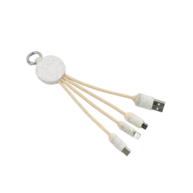 Wheat Straw 3-in-1 Keychain Charging Cable (Deliver in 4-6 weeks)
