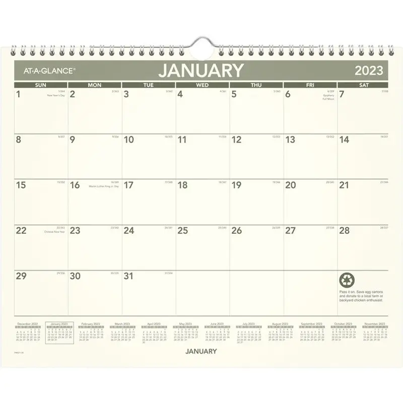 At-A-Glance 100% PCW Monthly Wall Calendar [SKU - AAGPMG7728]EA