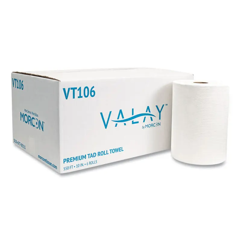 10 Inch TAD Roll Towels, 1-Ply, 10" x 550 ft, White, 6 Rolls/Carton