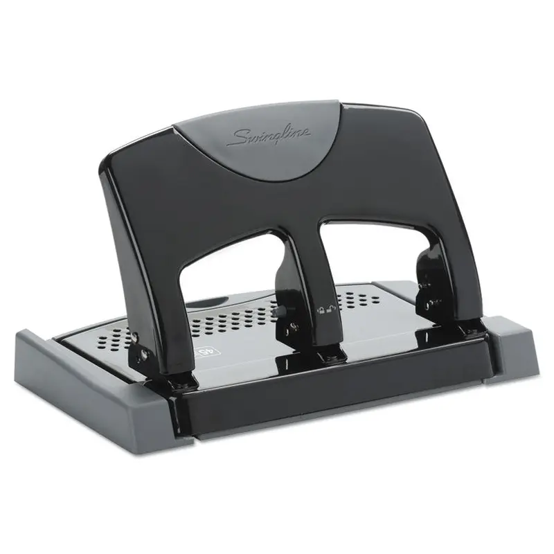 45-Sheet SmartTouch Three-Hole Punch, 9/32" Holes, Black/Gray
